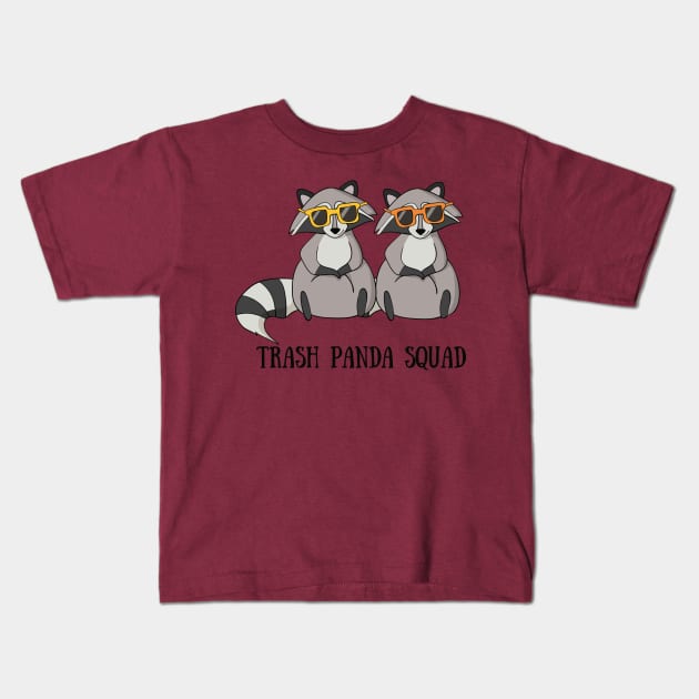 Trash Panda Squad, Funny Raccoon Kids T-Shirt by Dreamy Panda Designs